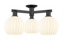 Innovations Lighting 716-3F-BK-G1217-8WV - White Venetian - 3 Light - 26 inch - Matte Black - Semi-Flush Mount