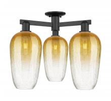 Innovations Lighting 716-3F-BK-G484-7AM - Brookhaven Flute - 3 Light - 6 inch - Matte Black - Semi-Flush Mount