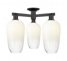 Innovations Lighting 716-3F-BK-G484-7OP - Brookhaven Flute - 3 Light - 6 inch - Matte Black - Semi-Flush Mount