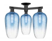 Innovations Lighting 716-3F-BK-G484-7SB - Brookhaven Flute - 3 Light - 6 inch - Matte Black - Semi-Flush Mount