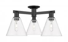 Innovations Lighting 716-3F-BK-GBC-82 - Berkshire Glass - 3 Light - 26 inch - Matte Black - Semi-Flush Mount