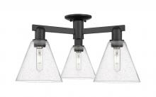 Innovations Lighting 716-3F-BK-GBC-84 - Berkshire Glass - 3 Light - 26 inch - Matte Black - Semi-Flush Mount