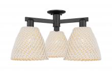 Innovations Lighting 716-3F-BK-NBD-9-NAT - Bristol Natural - 3 Light - 27 inch - Matte Black - Semi-Flush Mount