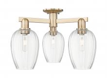 Innovations Lighting 716-3F-CB-G457-6CL - Preston Flute - 3 Light - 6 inch - Champagne Bronze - Semi-Flush Mount