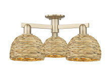 Innovations Lighting 716-3F-CB-RBD-8-NAT - Woven Rattan - 3 Light - 26 inch - Champagne Bronze - Semi-Flush Mount