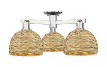 Innovations Lighting 716-3F-PN-RBD-8-NAT - Woven Rattan - 3 Light - 26 inch - Polished Nickel - Semi-Flush Mount