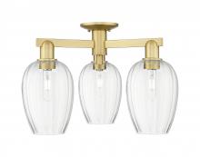 Innovations Lighting 716-3F-SG-G457-6CL - Preston Flute - 3 Light - 6 inch - Satin Gold - Semi-Flush Mount