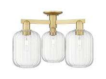 Innovations Lighting 716-3F-SG-G460-7CL - Preston Cylinder - 3 Light - 6 inch - Satin Gold - Semi-Flush Mount