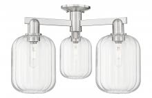 Innovations Lighting 716-3F-SN-G460-7CL - Preston Cylinder - 3 Light - 6 inch - Brushed Satin Nickel - Semi-Flush Mount