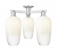 Innovations Lighting 716-3F-SN-G484-7OP - Brookhaven Flute - 3 Light - 6 inch - Brushed Satin Nickel - Semi-Flush Mount