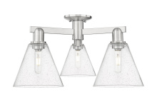 Innovations Lighting 716-3F-SN-GBC-84 - Berkshire Glass - 3 Light - 26 inch - Brushed Satin Nickel - Semi-Flush Mount