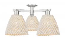 Innovations Lighting 716-3F-SN-NBD-9-NAT - Bristol Natural - 3 Light - 27 inch - Brushed Satin Nickel - Semi-Flush Mount