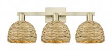 Innovations Lighting 716-3W-AB-RBD-8-NAT - Woven Rattan - 3 Light - 27 inch - Antique Brass - Bath Vanity Light