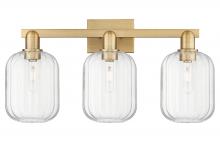 Innovations Lighting 716-3W-BB-G460-7CL - Preston Cylinder - 3 Light - 26 inch - Brushed Brass - Bath Vanity Light