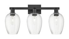 Innovations Lighting 716-3W-BK-G457-6CL - Preston Flute - 3 Light - 26 inch - Matte Black - Bath Vanity Light