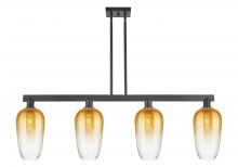 Innovations Lighting 716-4I-BK-G484-7AM - Brookhaven Flute - 4 Light - 48 inch - Matte Black - Stem hung - Island Light