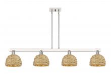 Innovations Lighting 716-4I-PN-RBD-8-NAT - Woven Rattan - 4 Light - 51 inch - Polished Nickel - Stem hung - Island Light