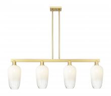 Innovations Lighting 716-4I-SG-G484-7OP - Brookhaven Flute - 4 Light - 48 inch - Satin Gold - Stem hung - Island Light