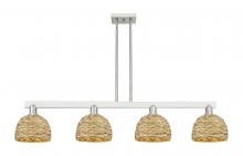Innovations Lighting 716-4I-SN-RBD-8-NAT - Woven Rattan - 4 Light - 51 inch - Brushed Satin Nickel - Stem hung - Island Light