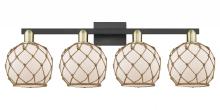 Innovations Lighting 716-4W-BAB-G121-8RB - Farmhouse Rope - 4 Light - 35 inch - Black Antique Brass - Bath Vanity Light