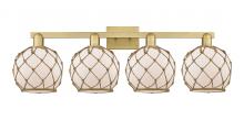 Innovations Lighting 716-4W-BB-G121-8RB - Farmhouse Rope - 4 Light - 35 inch - Brushed Brass - Bath Vanity Light