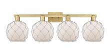 Innovations Lighting 716-4W-BB-G121-8RW - Farmhouse Rope - 4 Light - 35 inch - Brushed Brass - Bath Vanity Light