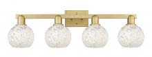 Innovations Lighting 716-4W-BB-G1216-6WM - White Mouchette - 4 Light - 33 inch - Brushed Brass - Bath Vanity Light