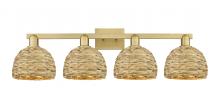 Innovations Lighting 716-4W-BB-RBD-8-NAT - Woven Rattan - 4 Light - 35 inch - Brushed Brass - Bath Vanity Light