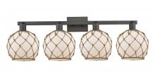 Innovations Lighting 716-4W-BK-G121-8RW - Farmhouse Rope - 4 Light - 35 inch - Matte Black - Bath Vanity Light