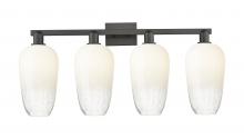Innovations Lighting 716-4W-BK-G484-7OP - Brookhaven Flute - 4 Light - 36 inch - Matte Black - Bath Vanity Light