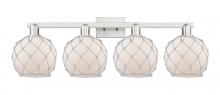 Innovations Lighting 716-4W-SN-G121-8RW - Farmhouse Rope - 4 Light - 35 inch - Brushed Satin Nickel - Bath Vanity Light