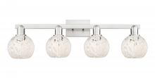 Innovations Lighting 716-4W-SN-G1216-6WM - White Mouchette - 4 Light - 33 inch - Brushed Satin Nickel - Bath Vanity Light