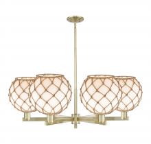 Innovations Lighting 716-6CR-AB-G121-10RB - Farmhouse Rope - 6 Light - 40 inch - Antique Brass - Stem hung - Chandelier