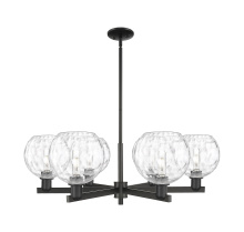 Innovations Lighting 716-6CR-BK-G1215-8 - Athens Water Glass - 6 Light - 38 inch - Matte Black - Stem hung - Chandelier