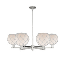 Innovations Lighting 716-6CR-SN-G121-8RW - Farmhouse Rope - 6 Light - 38 inch - Satin Nickel - Stem hung - Chandelier