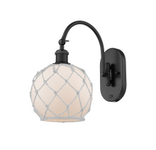 Innovations Lighting 918-1W-BK-G121-8RW - Farmhouse Rope - 1 Light - 8 inch - Matte Black - Adjustable - Sconce