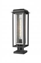 Innovations Lighting 9951-1PLT-BK-20-CG-SV-SDY - Mansfield - 1 Light - 8 inch - Black - Stem Hung - Coastal Outdoor Post Lantern
