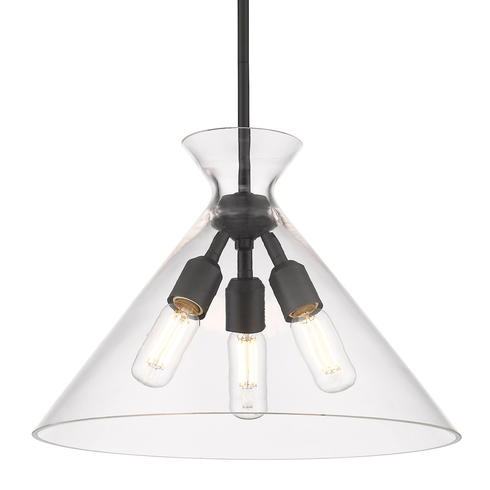 Golden Lighting Malta 3-light Pendant in Matte Black