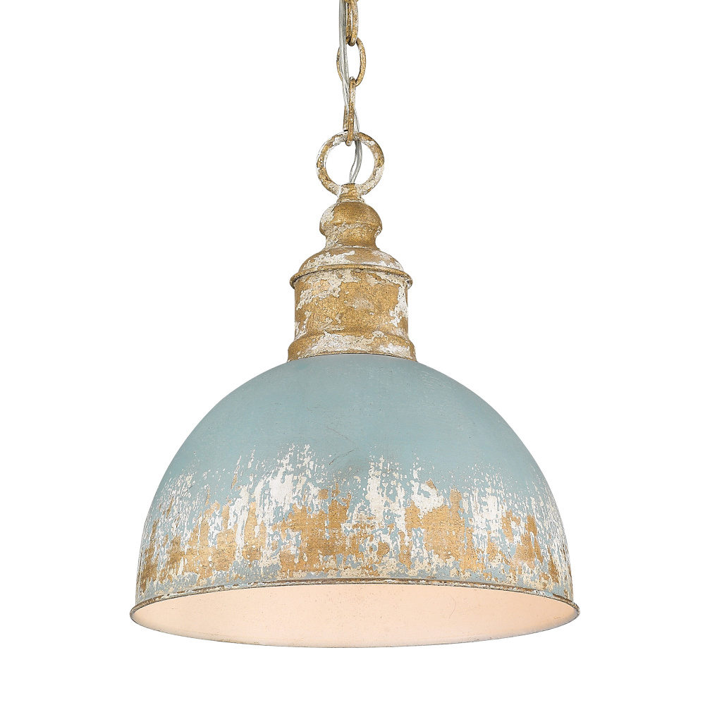 Golden Lighting Alison 1-light Pendant in Vintage Gold and Antique Teal shade