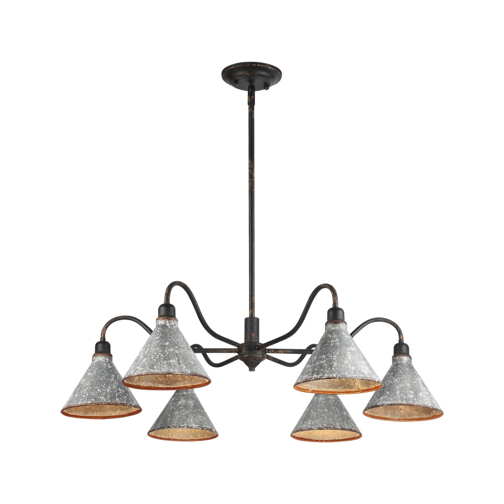 Wry Lighting Jasper 6-light Chandelier in Antique Black Iron