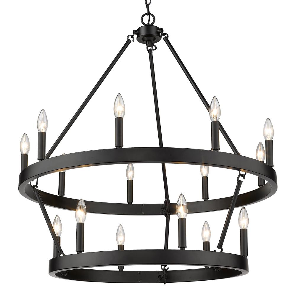 Alastair 2 Tier 9+6 Light Chandelier in Matte Black