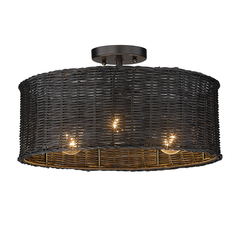 Golden Lighting Erma 3-light Semi-Flush Mount in Matte Black