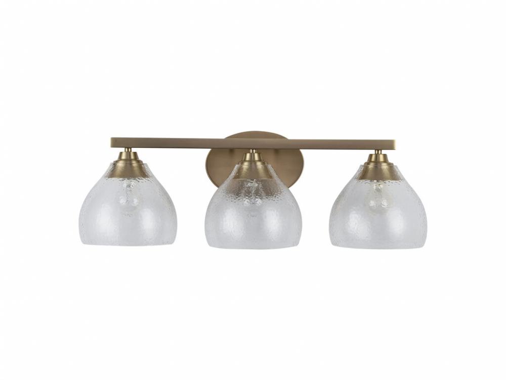 Ariella 3-Light Vanity Light in Brushed Champagne Bronze with Hammered Clear Glass