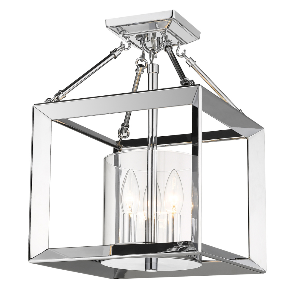 Wry Lighting Smyth 3-light Semi-Flush Mount in Chrome
