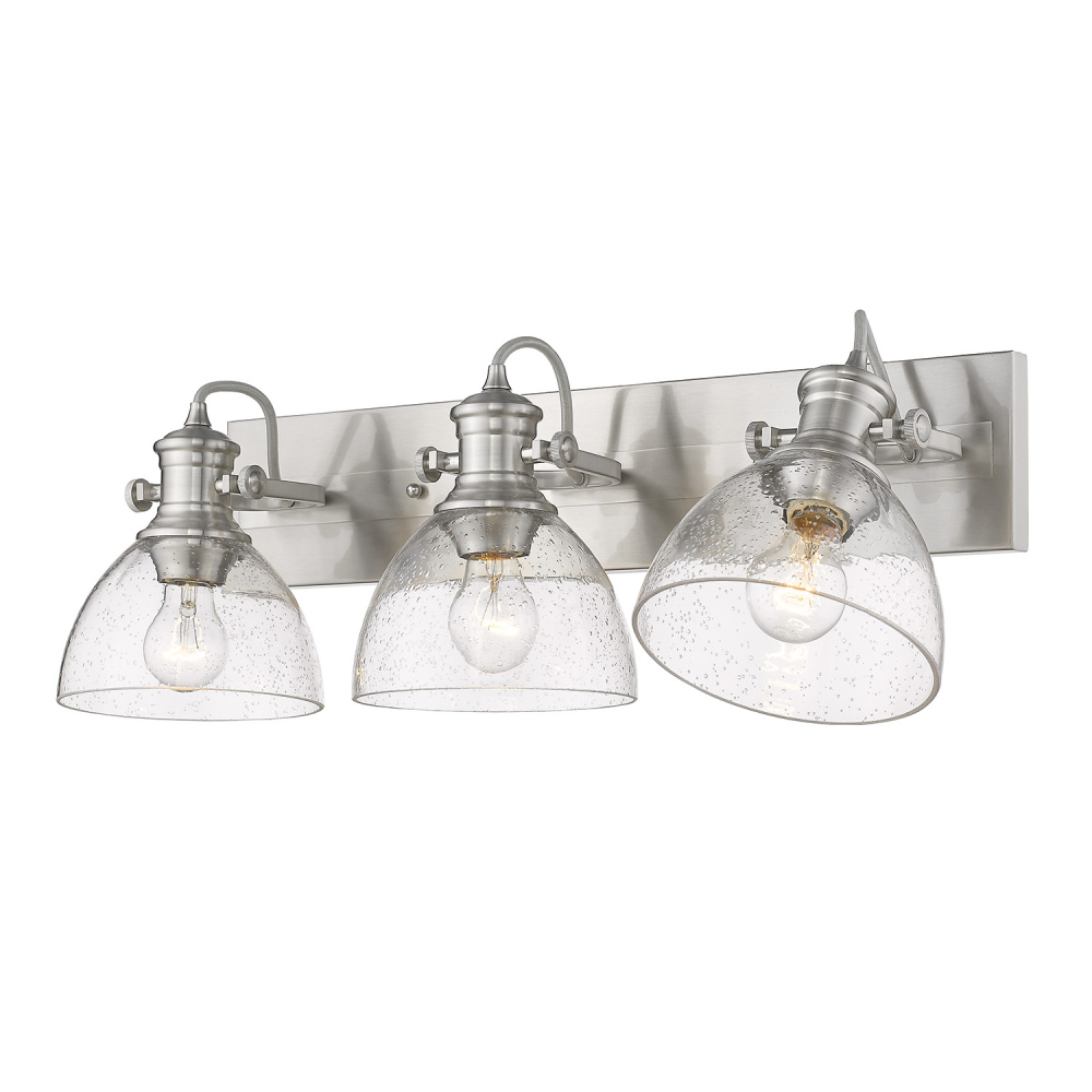 Yep by Golden Lighting Hines 3-light Vanity in Pewter and Seeded Glass