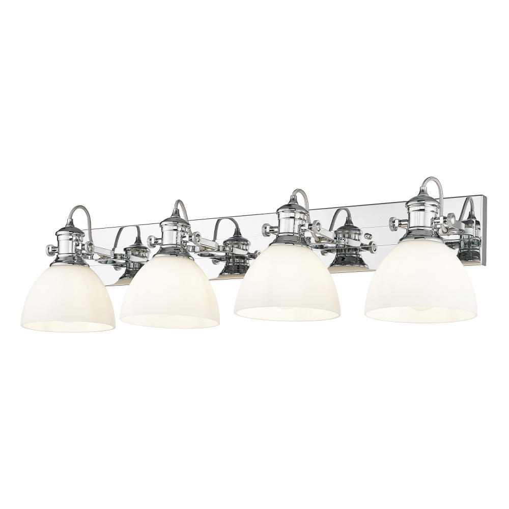 Yep by Golden Lighting Hines 4-light Vanity in Chrome and Opal Glass