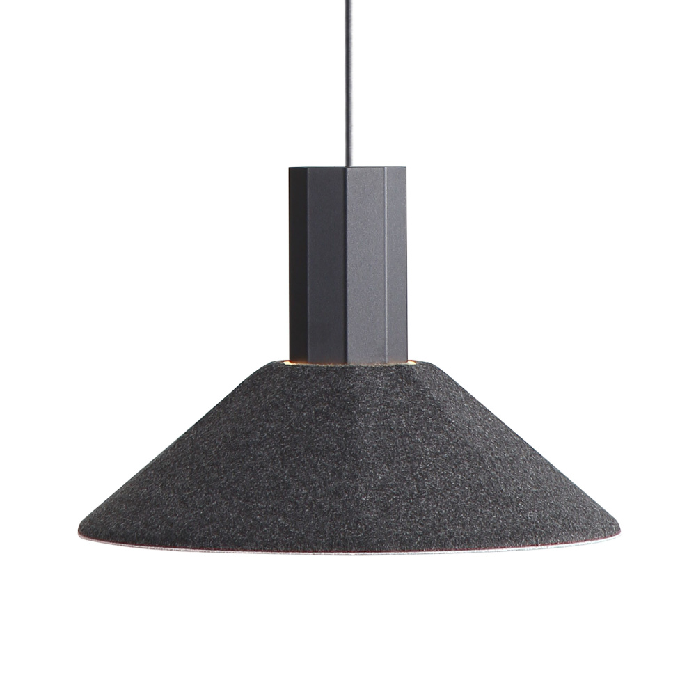 Golden Lighting Faroe 13in Integrated LED Pendant in Flecked Black/Grey Felt
