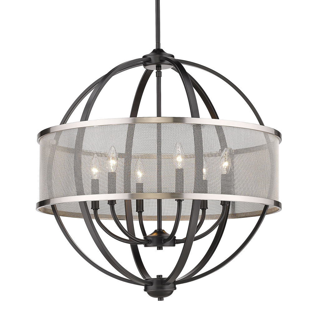 Golden Lighting Colson 6-light Chandelier in Matte Black and Pewter shade