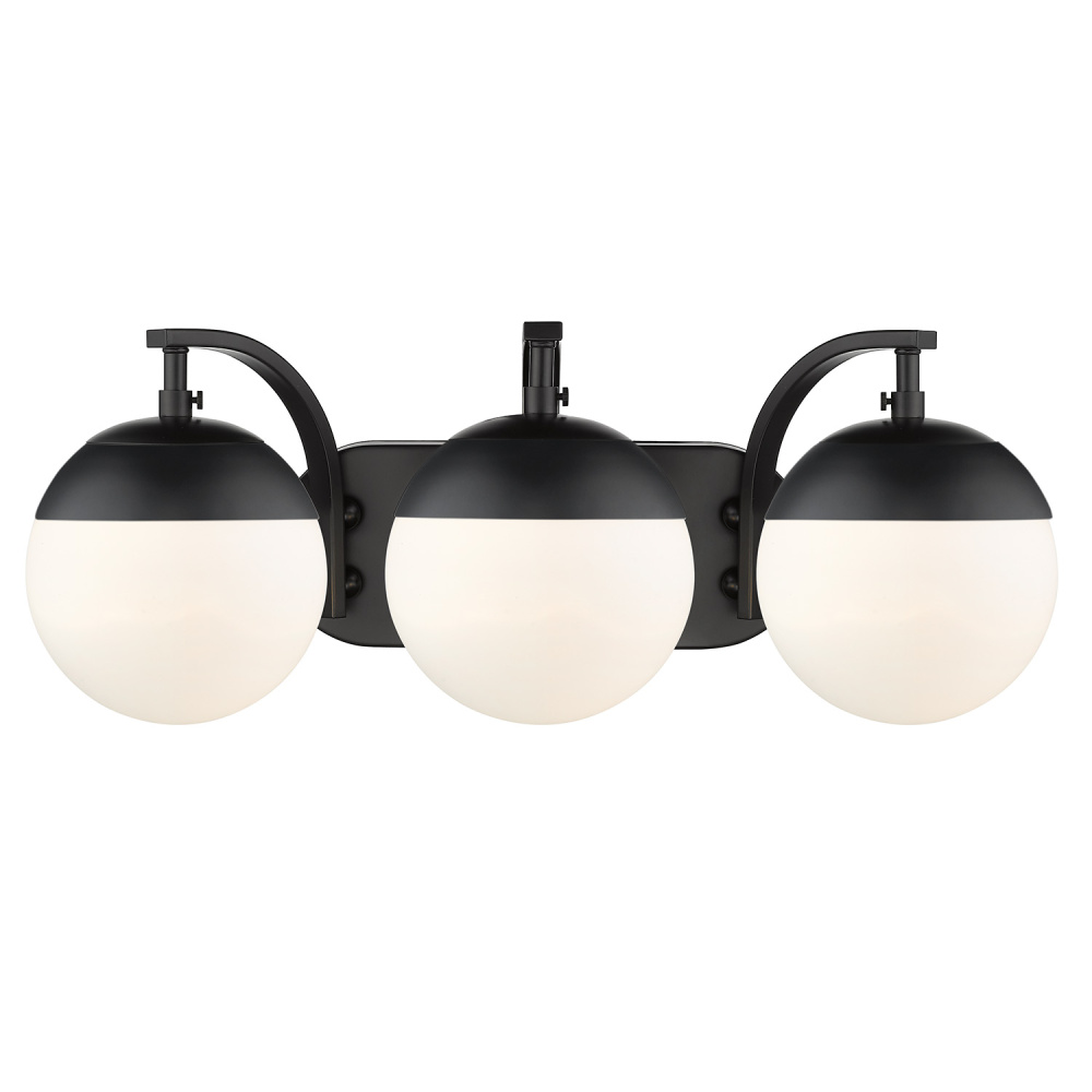 Golden Lighting Dixon 3-light Vanity in Matte Black and Opal Glass