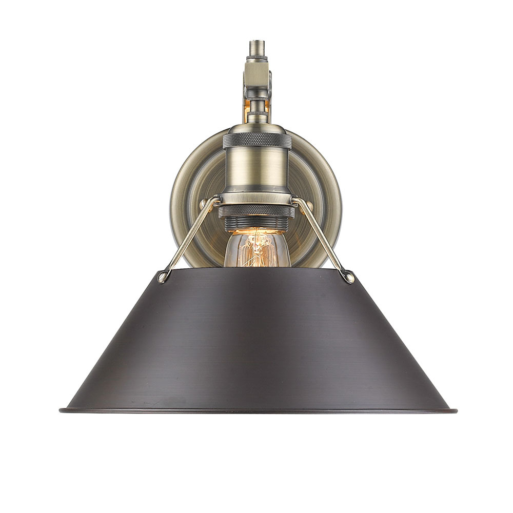 Orwell 1-Light Wall Sconce in Aged Brass with Rubbed Bronze